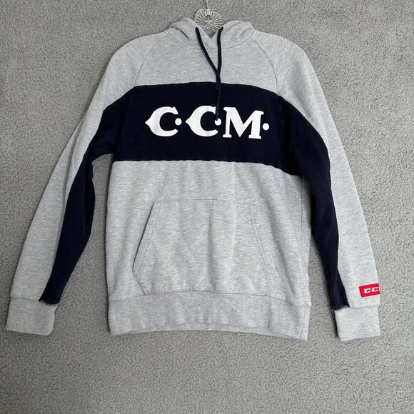 CCM Hockey Hoodie Mens Small Gray Black Pullover Hooded Sweatshirt Athleisure - Picture 1 of 9
